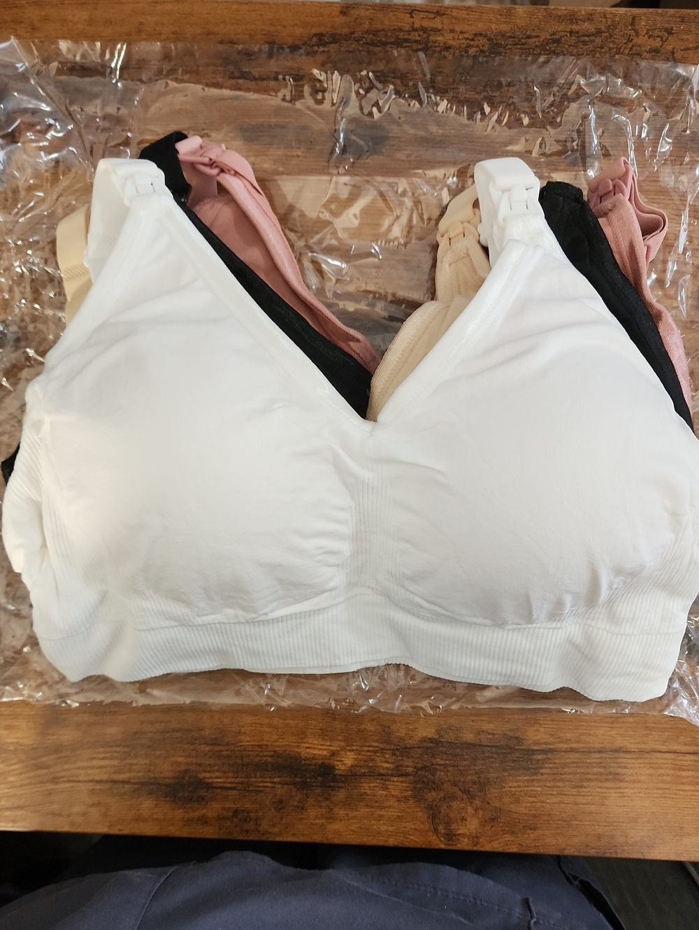 Size M 4-Piece Set: Maternity & Nursing Bra - Wirefree, Front-Opening Clasp,